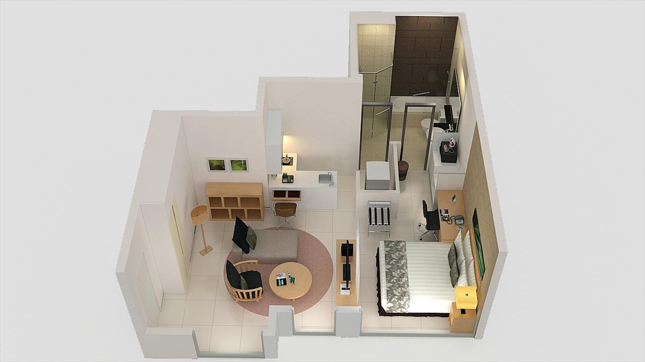 Parkroyal Serviced Suites Kuala Lumpur Exteriér fotografie A 3D floor plan of a typical studio apartment